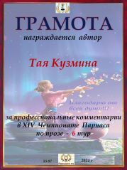 XIV Чемпионат Парнаса по прозе - 6 тур XIV Чемпионат Парнаса по прозе - 6 тур